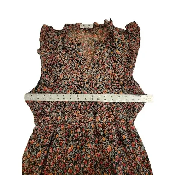 BB Dakota By Steve Madden Women’s Chiffon Midi Dress Black Ditsy Floral Medium - Picture 3 of 10